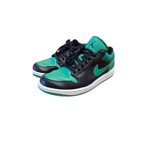 Men Size 10 - Nike Air Jordan 1 Low Black Lucky Green